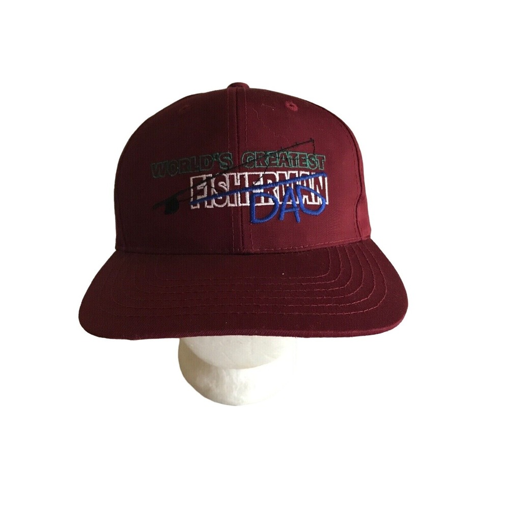 World's Greatest Dad Fisherman Snapback Trucker Hat Cap Signatures One Size‎